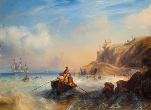 Barcos en la costa de Jean Antoine Theodore Gudin